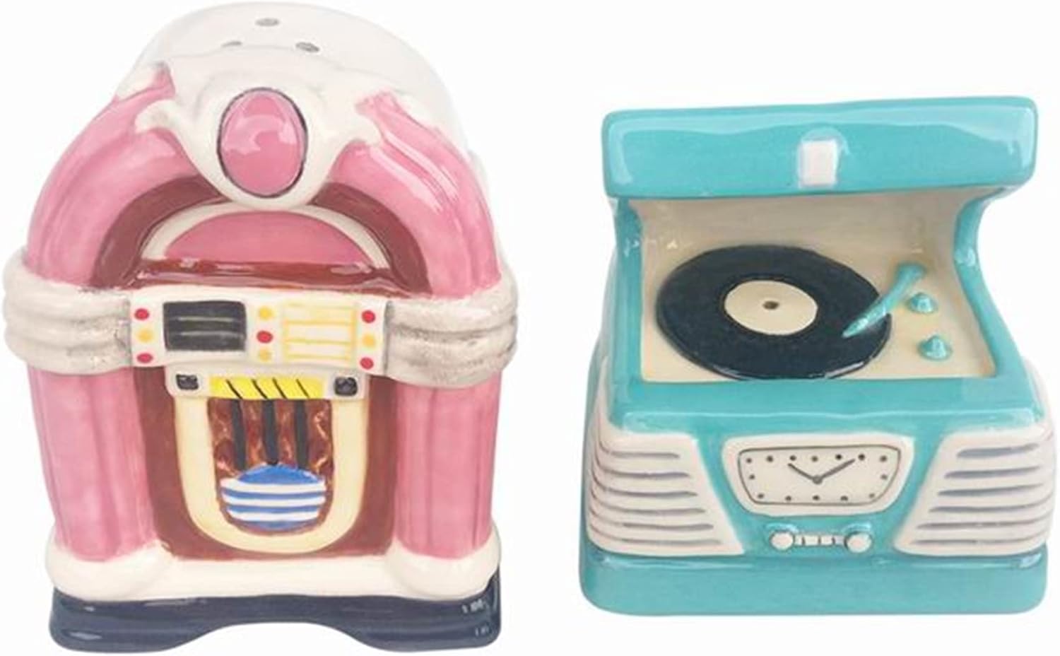Blue Sky Ceramic Juke Box Salt and Pepper Set, 3.50-inch Height, Set of 2