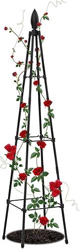 Miniatura 1 de Enrejado de obelisco de jardín para plantas trepadoras, enrejado de jardín de 4 pies, enrejado de metal de obelisco de jardín, jaula de tomate