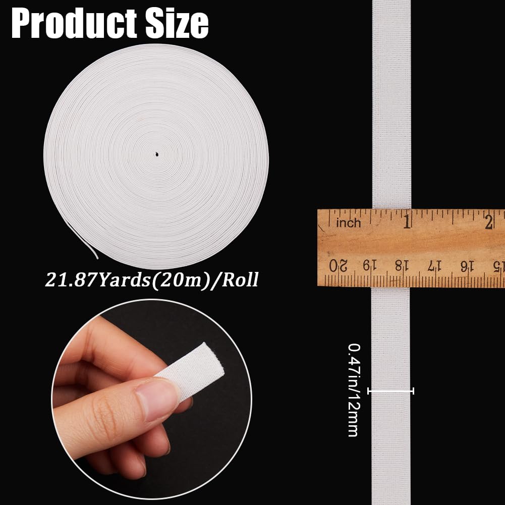 GORGECRAFT 10M Correa Elástica para Sujetador Banda Elástica 12mm Cinta Elástica Plana de Felpa Adorno Rollo de Cinta de Spandex Carrete para Costura DIY Correas para Sujetador Lencería Ropa Blanco