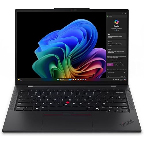Lenovo ThinkPad T14s Gen 6 Ultraslim Copilot+ Laptop, Snapdragon X Elite X1E-78-100 Processor, 14" WUXGA (1920 x 1200), IPS, Anti-Glare, 32GB DDR5, 1 TB SSD, Qualcomm Adreno GPU, Windows 11 Pro- Black