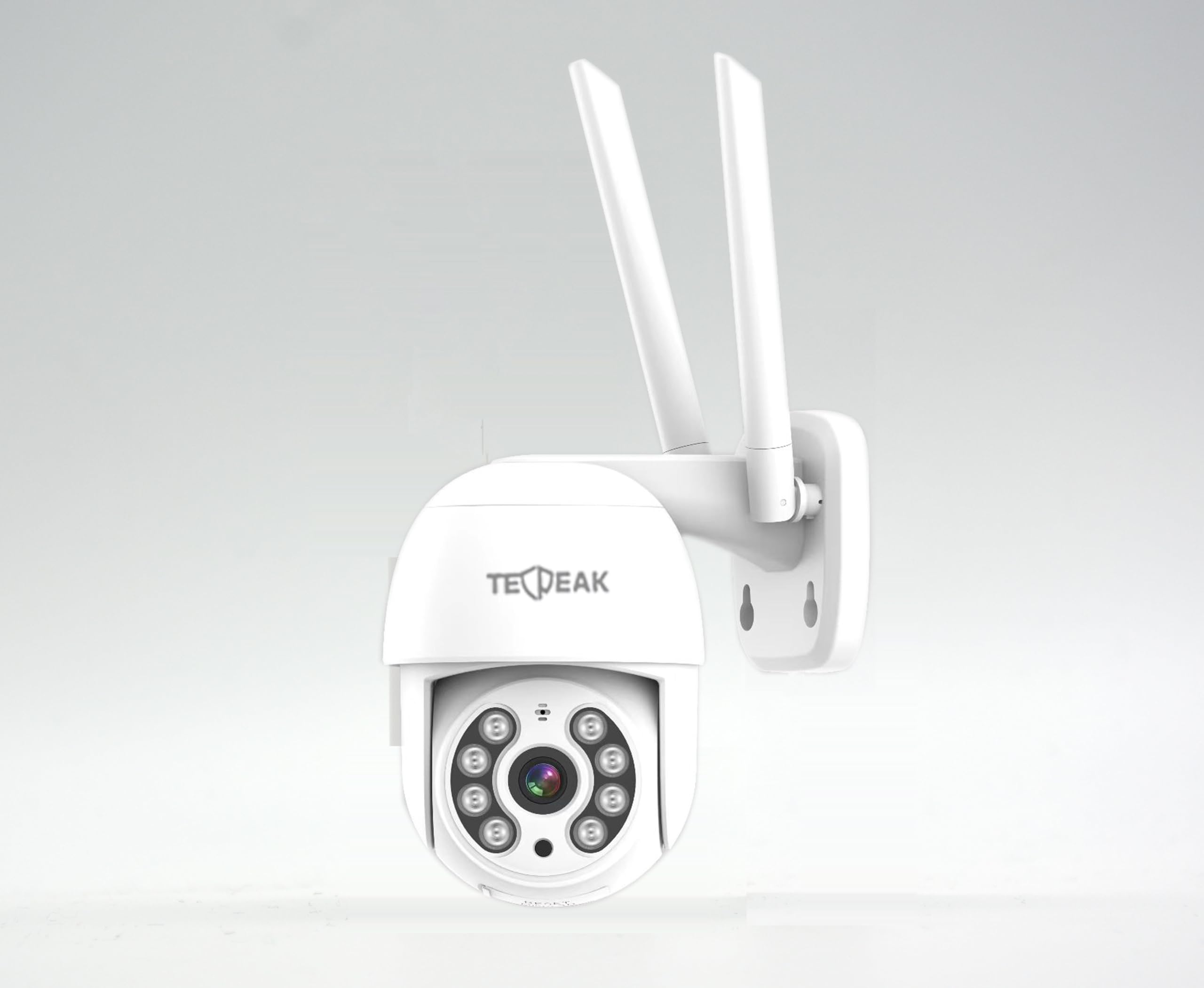 TECPEAK Telecamera di sicurezza esterna da 4 MP con monitoraggio a distanza, movimento rilevamento, compatibile con Alexa e Google Home, impermeabile IP66