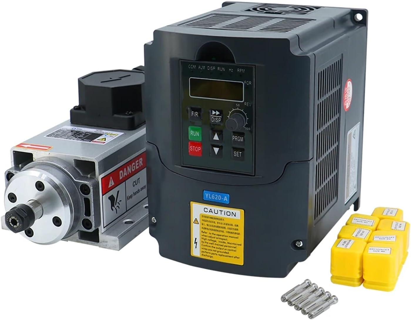 2.2kw 1.5kw 24000rpm Air Cooled Motor + YL VFD Inverter +1 Set ER20 or ER11 Collet for Milling Machine(Junction Box YL VFD,2.2KW 220V)