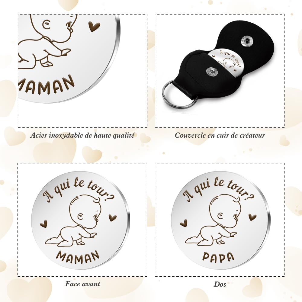 Cadeau Futur Papa,Cadeau Future Maman,Cadeau Jeune Maman,Cadeau Naissance,Cadeau Futur Parents,Cadeau Pour Maman Apres Accouchement,Cadeau Jeune Parents,Pièce De Monnaie De Décision,Cadeau Maman