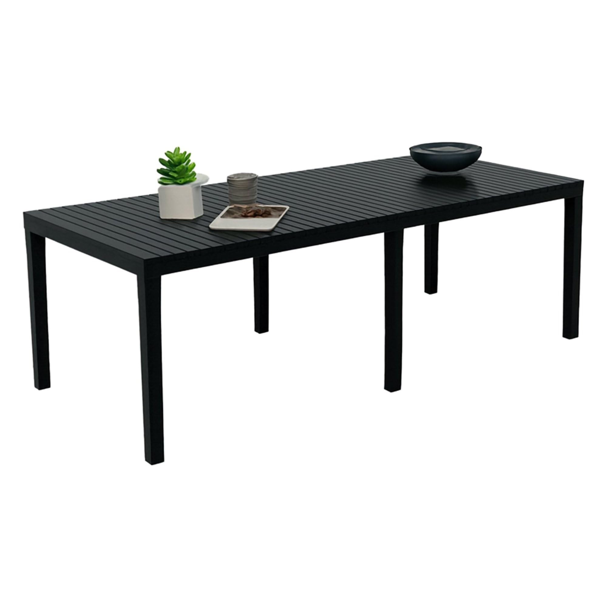 Dmora - Tavolo da esterno Susa, Ripiano rettangolare allungabile da pranzo, Tavolo da giardino estensibile, 100% Made in Italy, 150x90h72 cm, Antracite