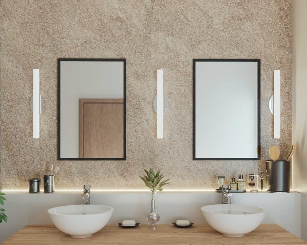 Progress Lighting Parallel LED Collection 22" Etched White Glass Mid-Century Modern Bath Vanity Light Satin Brass