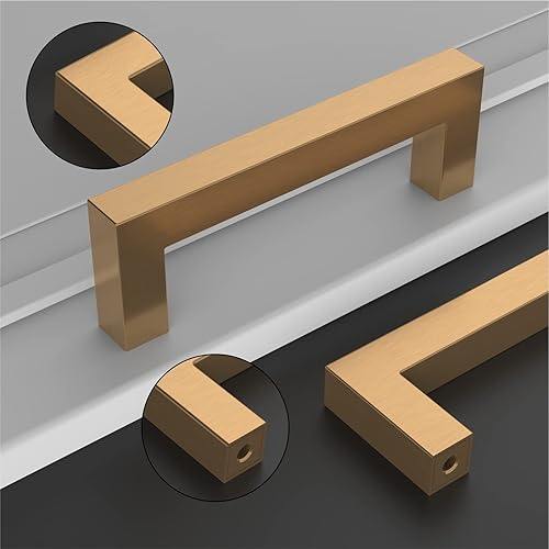 Miniatura 9 de Amerdeco Paquete de 10 manijas de bronce champán para gabinetes de cocina de 3 pulgadas (2.992 in), manijas para accesorios de gabinetes de cocina,