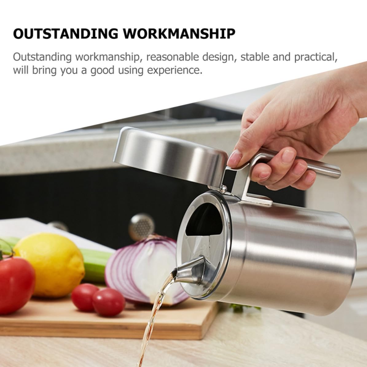 YARNOW Dispenser Olio in Acciaio Inox 304 da 550ml Design Antigoccia Pratico per Cucina, Contenitore per Olio e Aceto Resistente e Facile da Usare