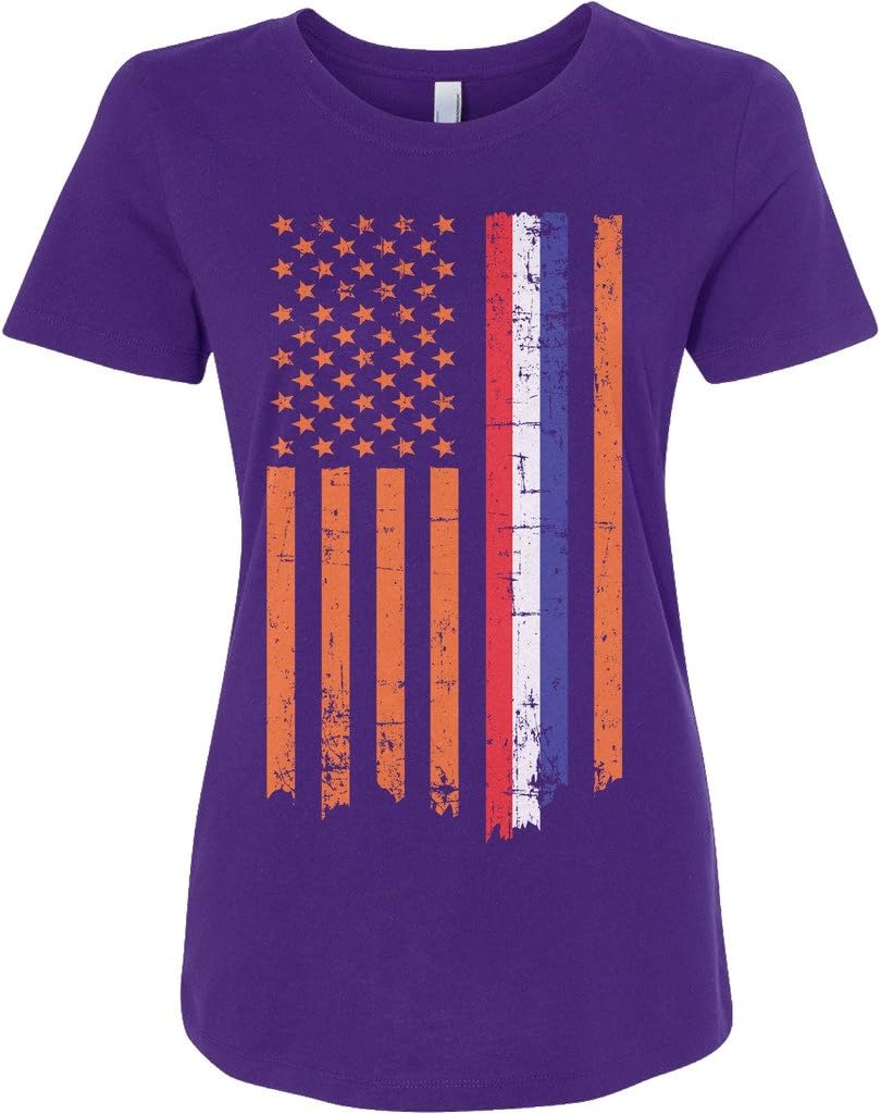 Threadrock Women's Netherlands USA Dutch American Flag Fitted T-Shirt
