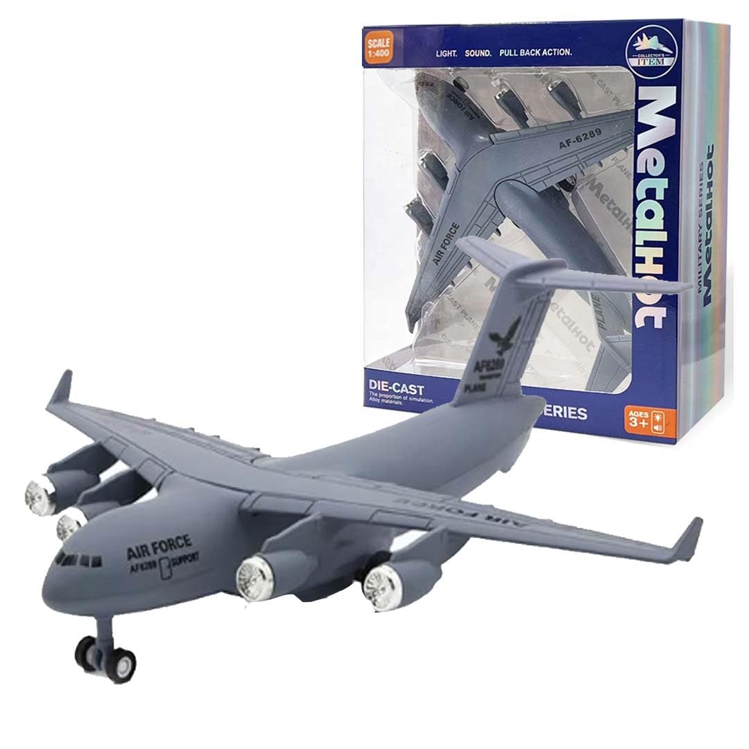 Breatoi : 1:400 Scale Heavy-Duty Military Cargo Aircraft Model – Die-Cast Transport Jet Collectible (C17 Type), Grey
