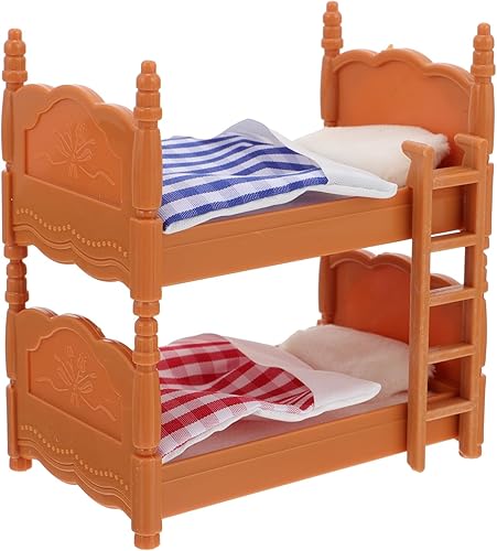 Casa de muñecas, decoración de litera, casa de muñecas, muebles de cama en miniatura, mini casa de muñecas, camas dobles con adorno de escalera,