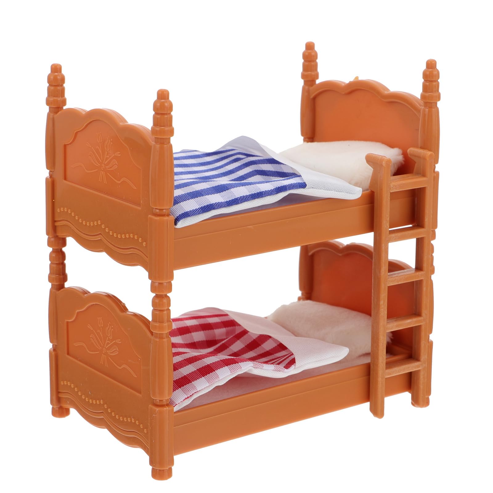 ifundom Doll Bunk Bed 1:12 Wooden Dollhouse Furniture Miniature Bunk Bed Set for Doll House Decor, Assorted Color, 10.20X9.60X6.20cm