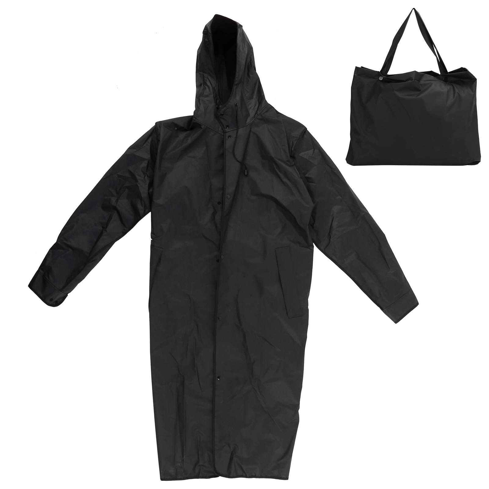 lyrlody Imperméable Long Réutilisable, Poncho de Pluie avec Capuche Manches Longues Vêtement Imperméable pour Adultes Vêtement de Pluie Veste de Pluie Longue à Capuche pour Hommes Femmes Noir(L)