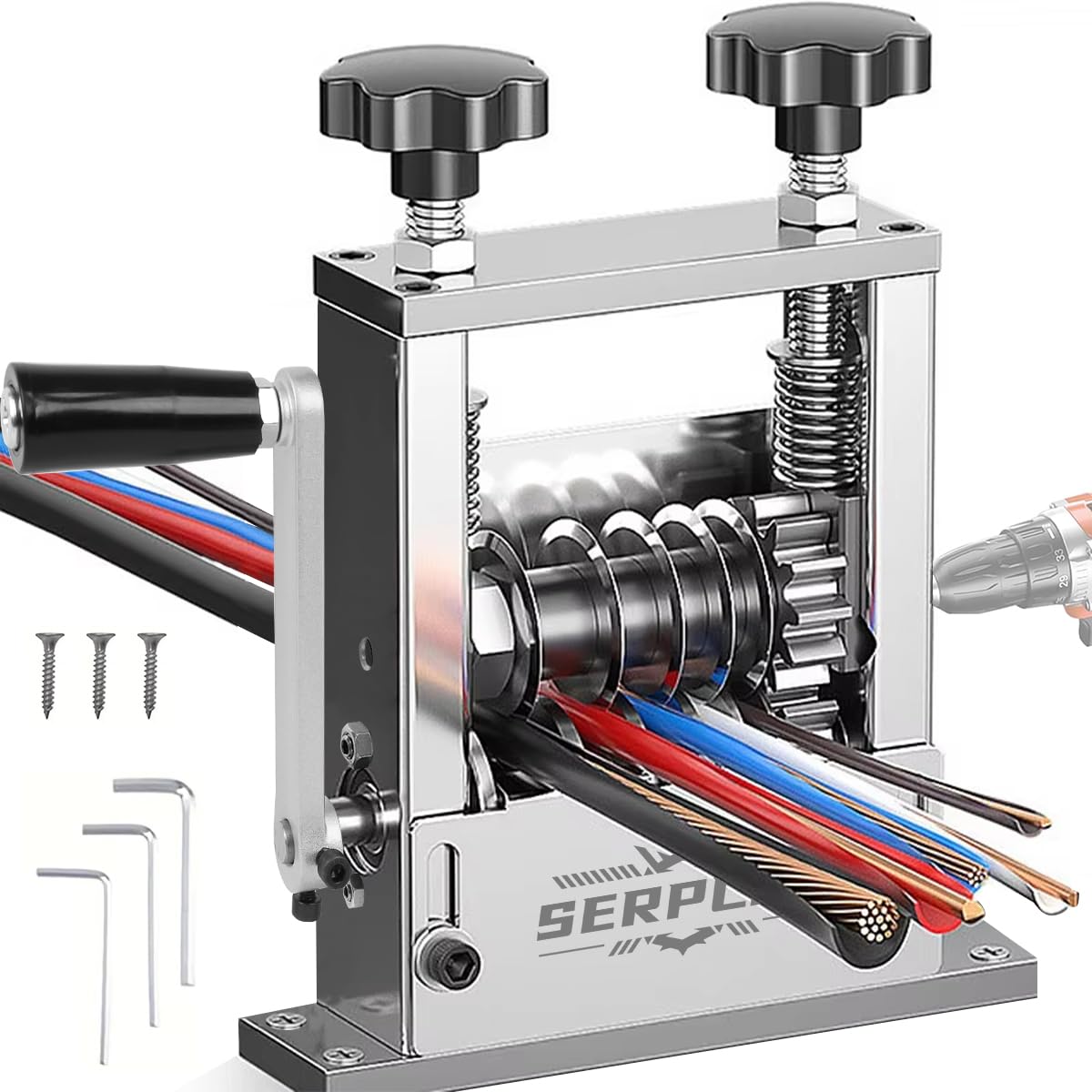Serplex 6-in-1 Manual Wire Stripper – 3-17mm Cable, Hand Crank