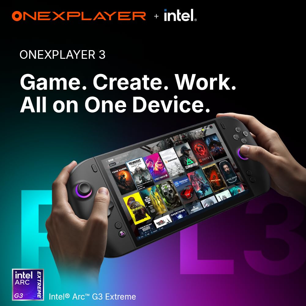 OneXPlayer 3: PC da gioco AI 3 in 1 di nuova generazione, 24 GB di RAM+SSD da 512 GB con tastiera | Processore Intel Arc G3 Extreme con grafica Arc B390, display AMOLED 144Hz VRR da 8,8", batteria da 85 Wh