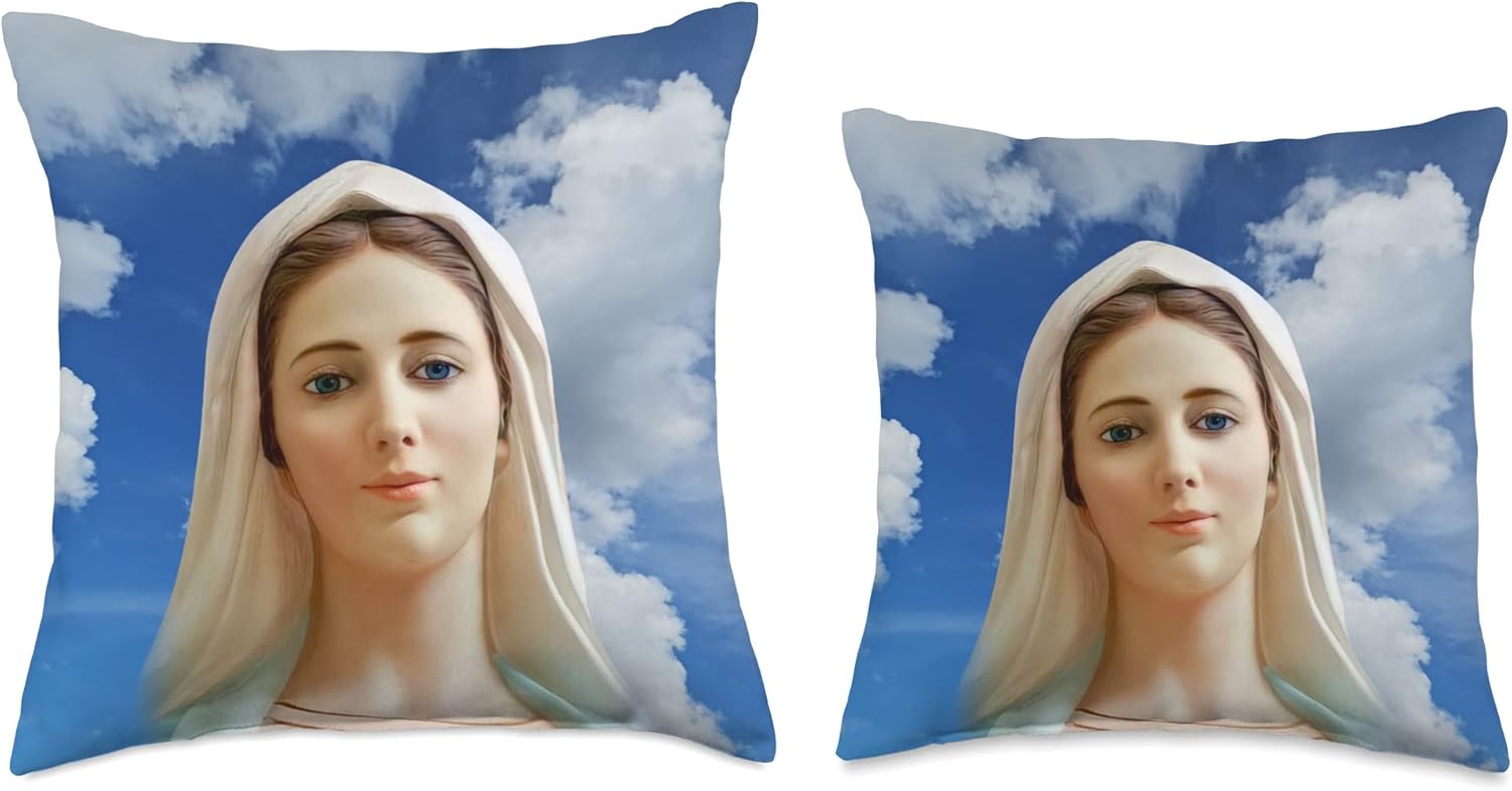 Blessed Mary, Mother of God, Our Lady of Medjugorje, Gospa Throw Pillow
