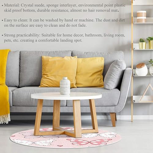 Miniatura 8 de Alfombra de bebé rosa mariposa amor niños redonda alfombra de juego infantil gatear alfombra de juego lavable manta de juego tiempo boca abajo