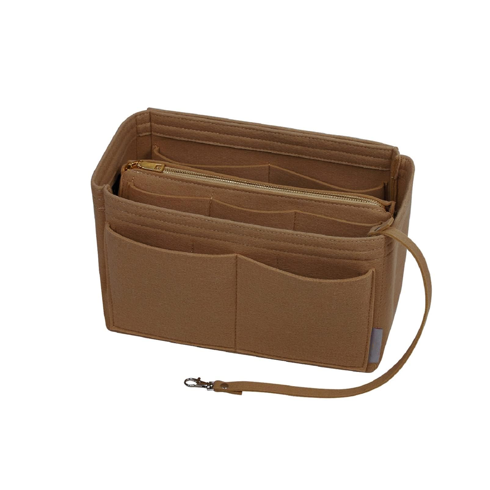 AzoneeAzonee Purse Organizer Insert for Handbags, Felt Bag Organizer for Purse, Tote Bag Organizer, Tote Shaper Insert With Zippers, Thicken and Portable Handbag in Bag for Speedy Neverfull (Camel)