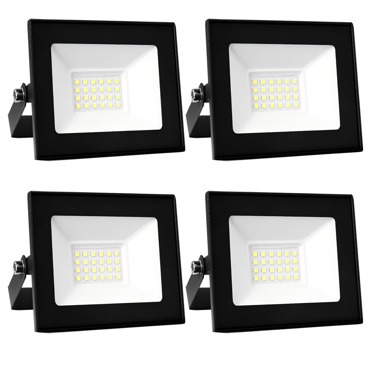 wowspeed 20W Led Floodlight Outdoor 4 Packs, IP66 Waterproof 2000lm Security Light, 220V Cold White 6500K Wall Light Work Lighting, Outside LED Lights for Garage, Garden, Backyard, Hallway