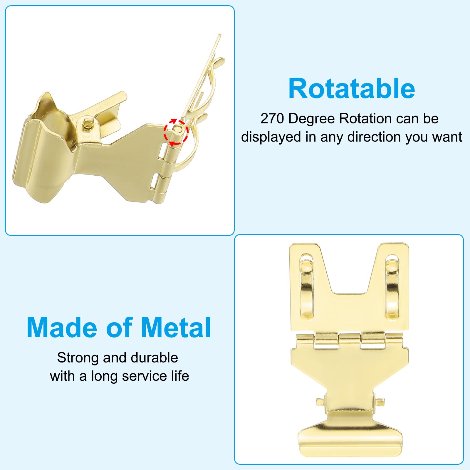 PATIKIL 20Pcs Metal Sign Clips, Rotatable Sign Holder Stand Clips Label Display Rack Merchandise Price Tag Clamps for Supermarket Retail Display, Gold Tone - Image 3