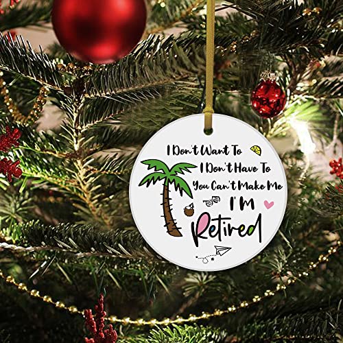 Rewidparty Retirement Gift For Men Women Retirement Party Keepsake Present Retirement Farewell Ornament Keepsake Christmas Birthday 3" Circle Ceramic Ornament With Gold Ribbon & Gift Box #TOP3