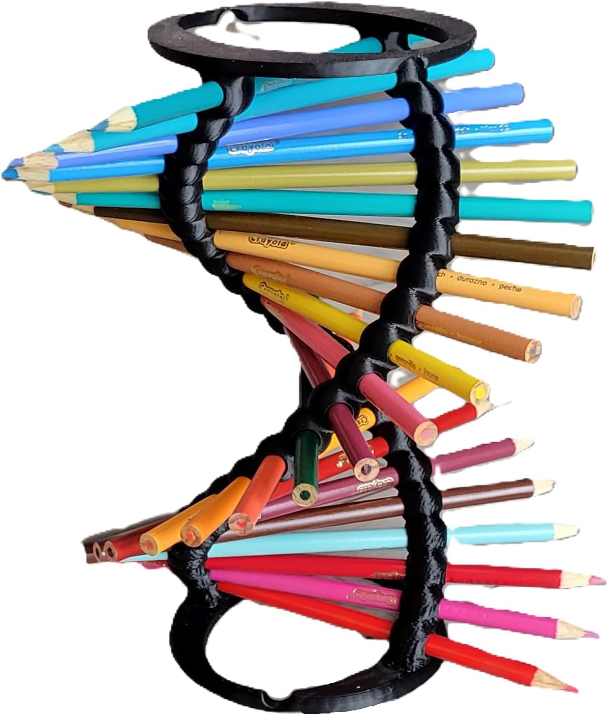 Znet3D DNA Helix Pencil Holder - Innovative Desk Organizer - 9" inches tall - holds 23 pencils - Smooth round-edge design - Pencils not included - (Updated New Model) (Black) image 2