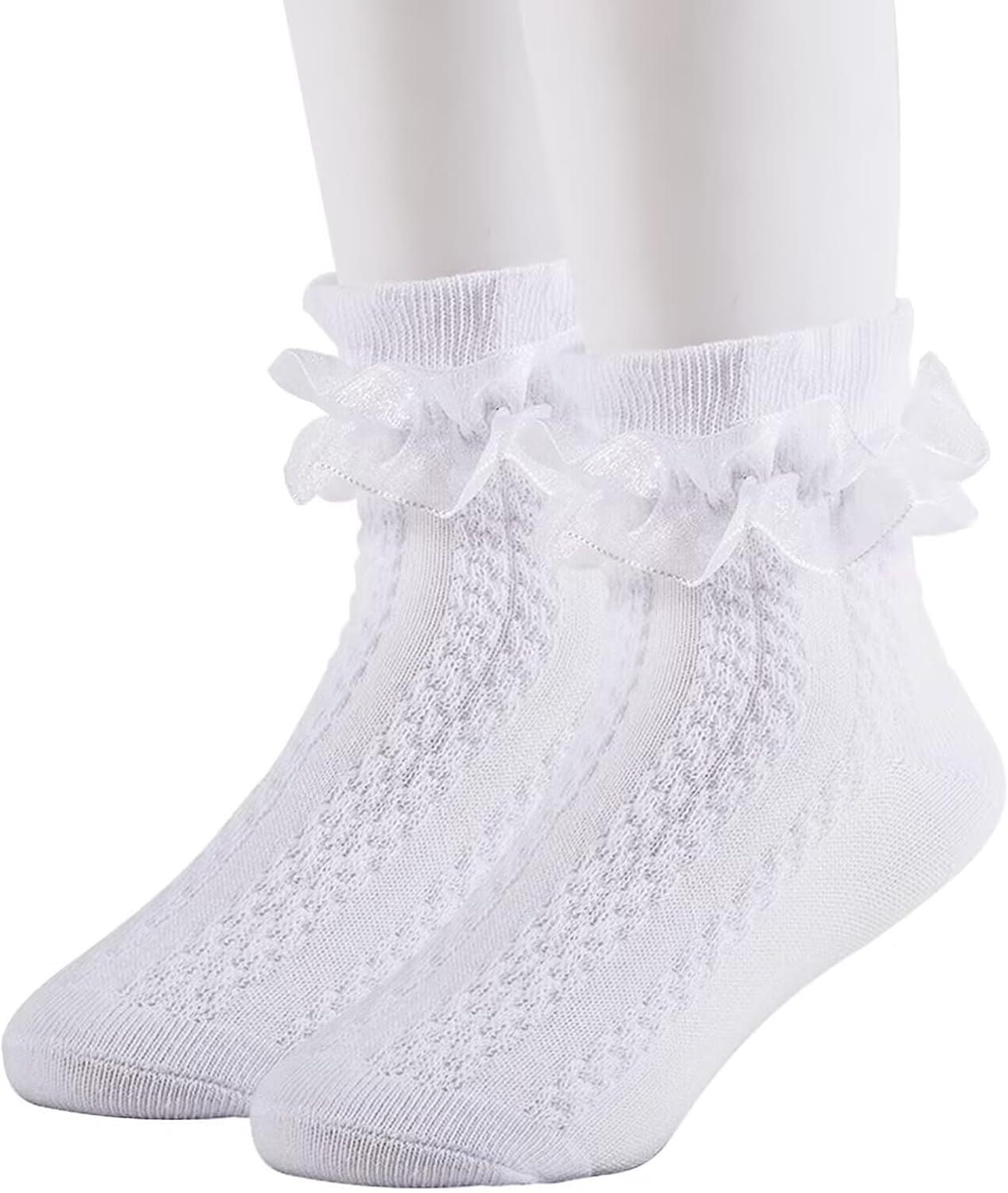 QHANSHIEE Girls Ruffle Socks Cotton Lace Socks Little Girls