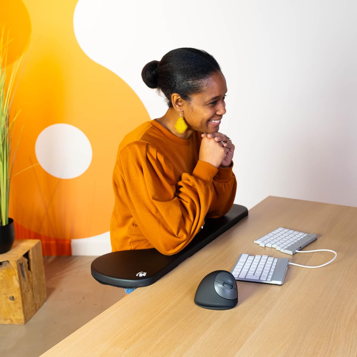 R-Go Support d'accoudoir, Support d'avant-Bras Ergonomique, à Pinces, Accoudoir pour coude, Extension de Bureau pour la Maison et Le Bureau, pour Frappe Facile et soulagement de la Douleur, Noir