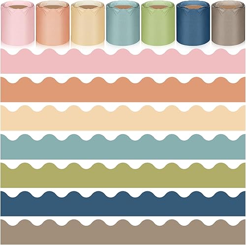 Miniatura 8 de 7 rollos de 206.5 pies, bordes festoneados para tablón de anuncios, decoración bohemia para el aula, para profesores, estudiantes, tablón de