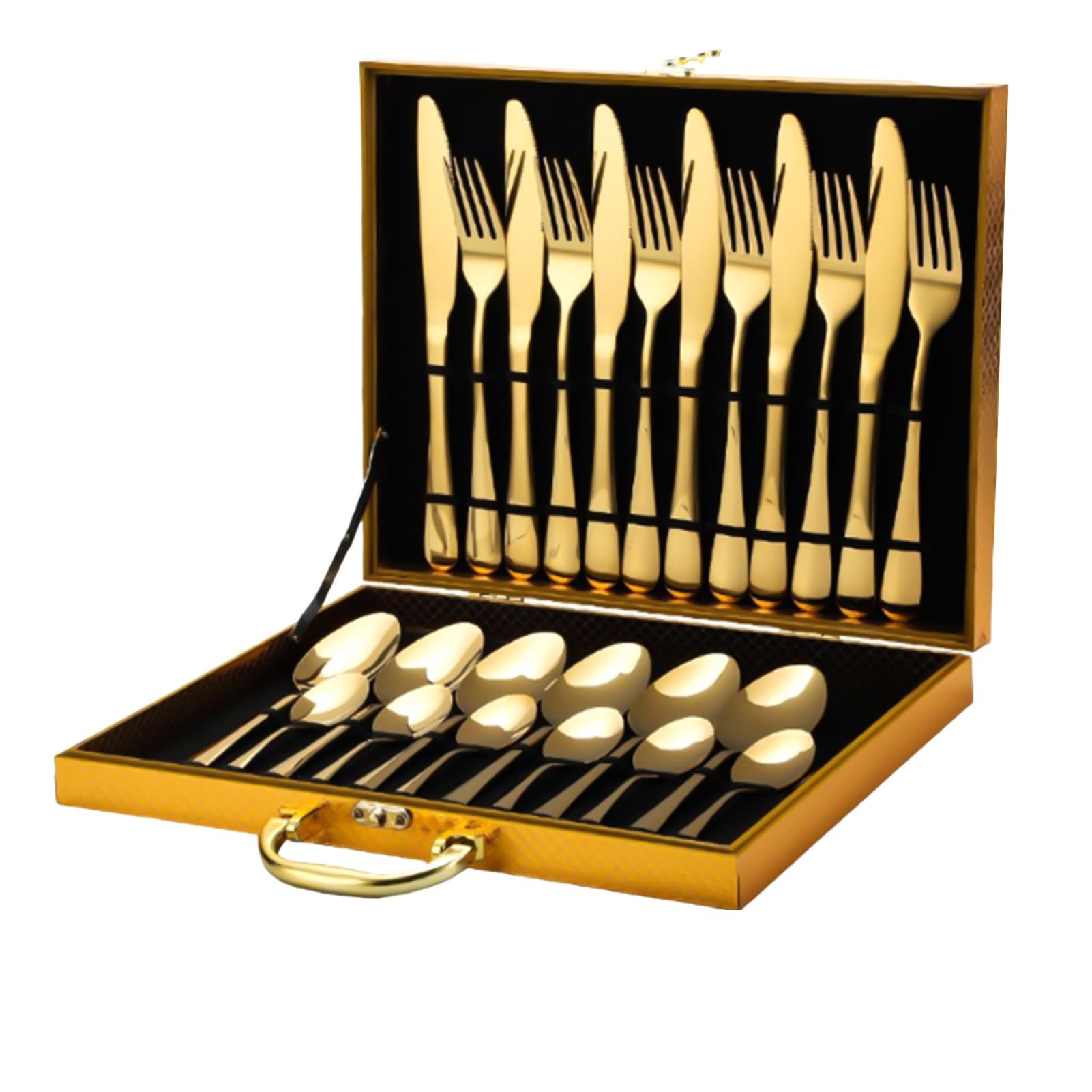 Service à couverts 24 pièces en acier inoxydable pour 6 personnes avec étui de rangement de haute qualité pour la maison, la cuisine, le restaurant, l'hôtel