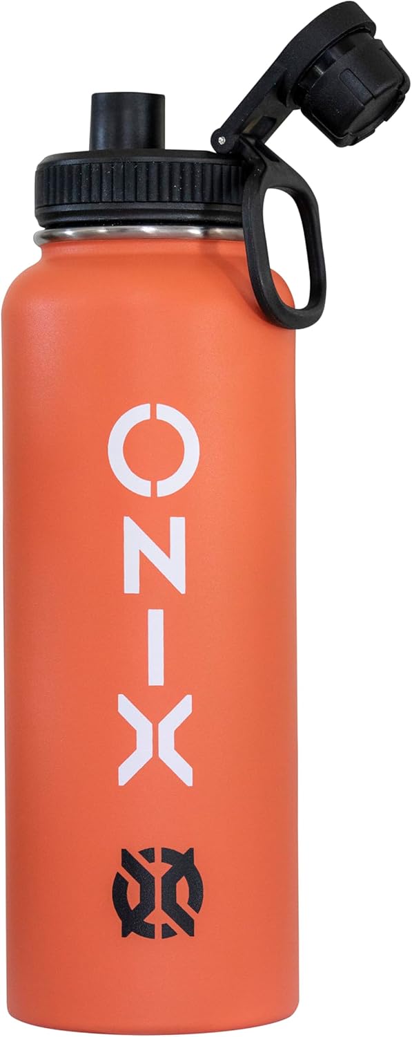 ONIX Pickleball Accessory Stainless Steel Insulated Sweat Proof Dishwasher Safe Double Wall 40 oz. Water Bottle — Orange