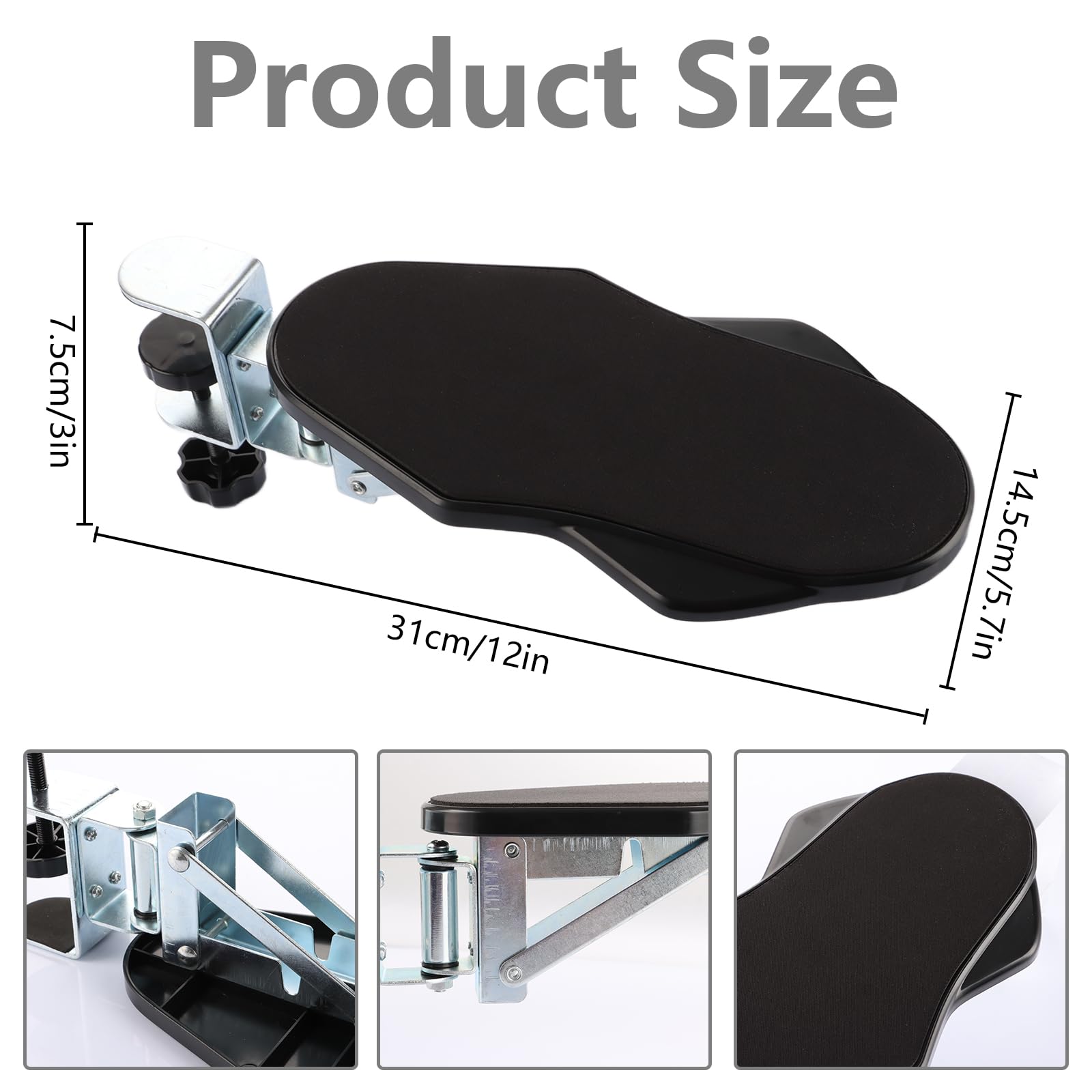 Supporto Bracciolo Ergonomico Per Scrivania - Regolabile A 180°, Pieghevole, Per Ufficio E Casa, Nero