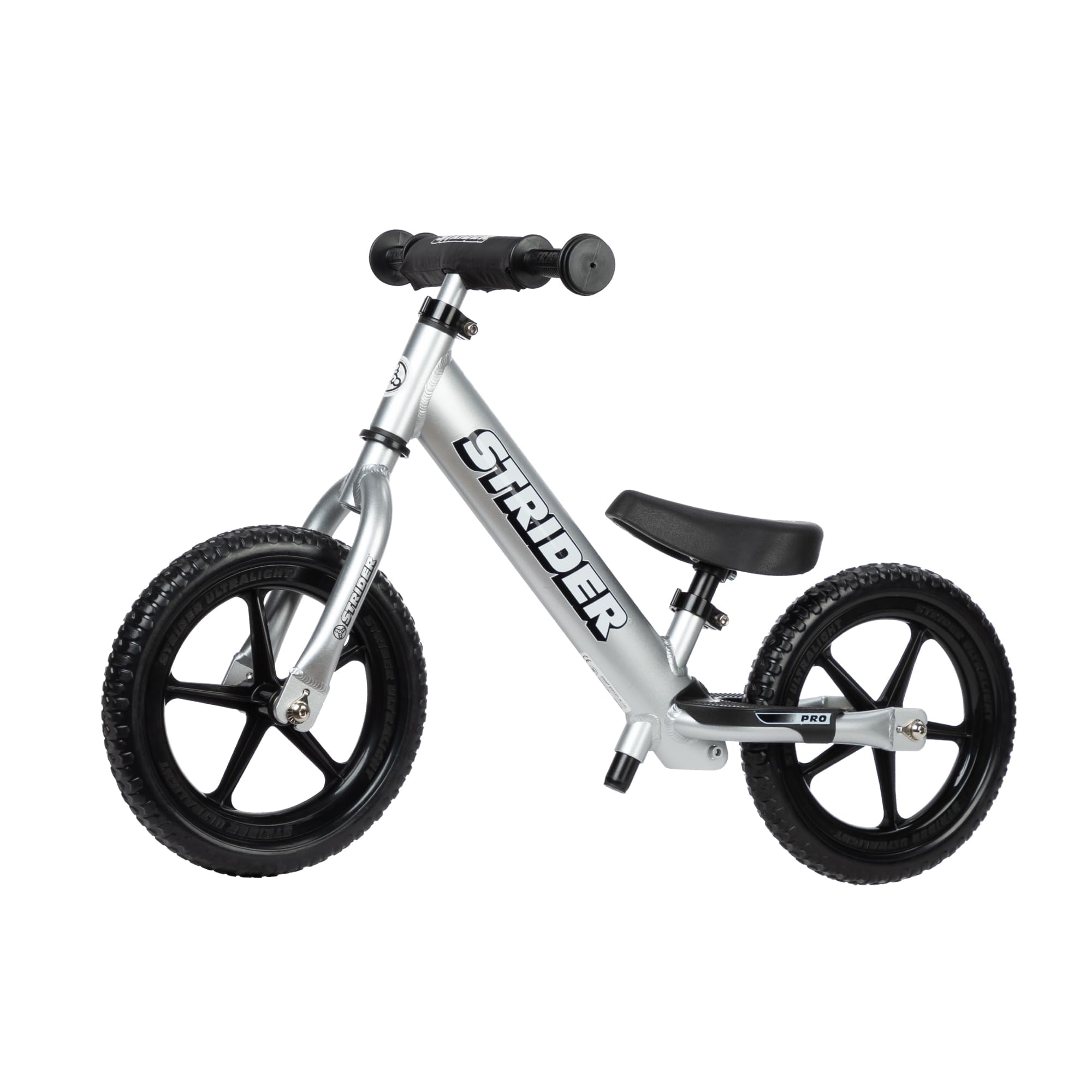 Strider 12 Pro Balance Bike for Kids 18 Months to 5 Years | Lightweight No-Pedal Toddler Bike with Padded Seat, Safety Pad & Flat-Free Tires | Tool-Free Assembly
