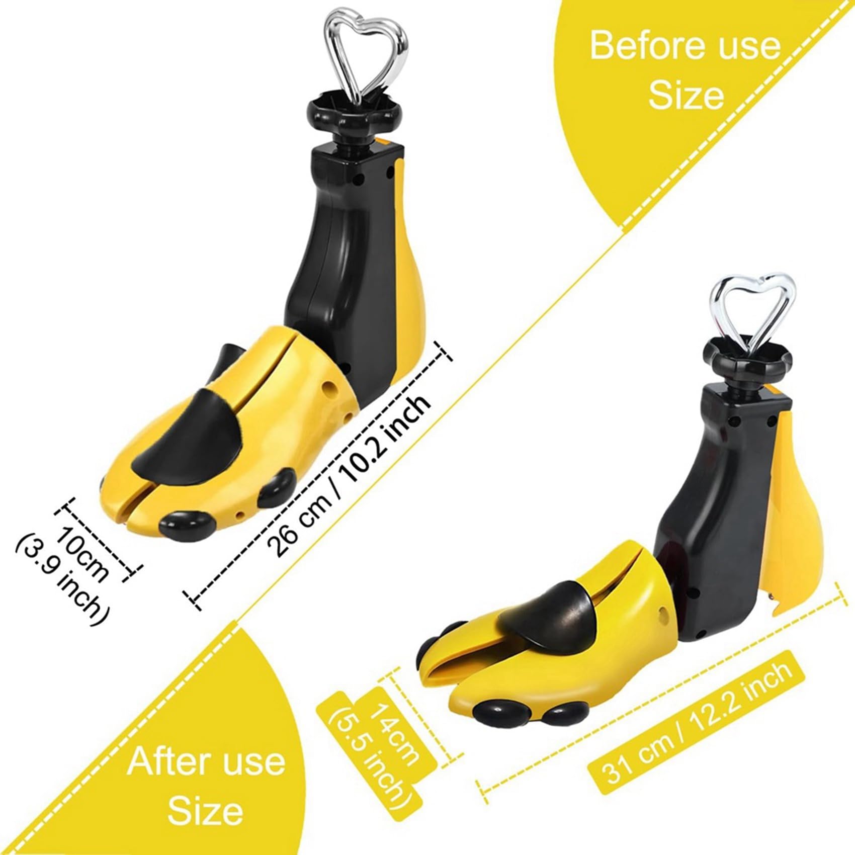 3X Ensanchador de Zapatos para Botas para Hombres, Expansor de Hormas para Mujeres, y Elástico, Botas Unisex Ajustables con Pies Anchos Amarillo
