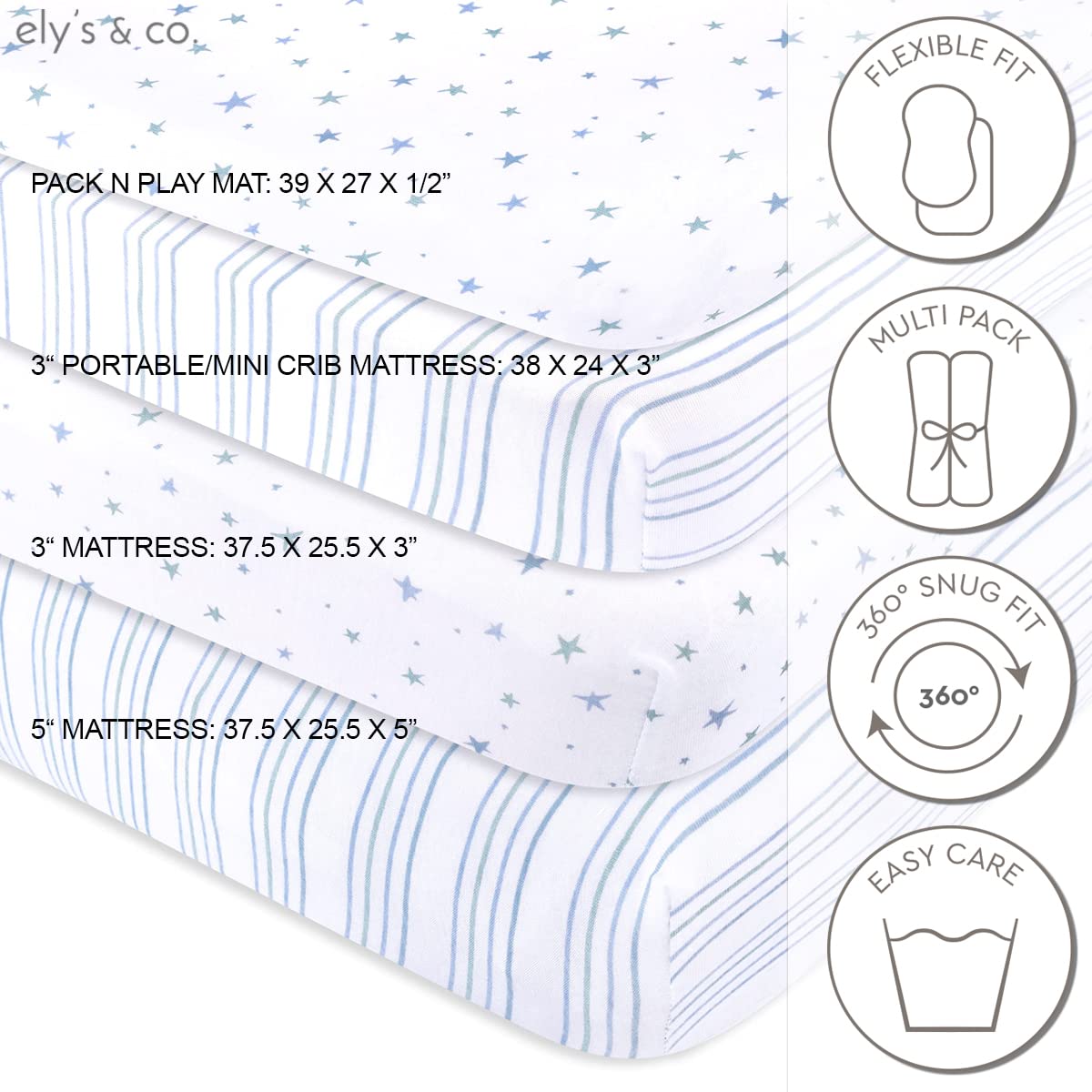 Elys And Co Pack And Play Sheets For Mini Portable Desertcart INDIA