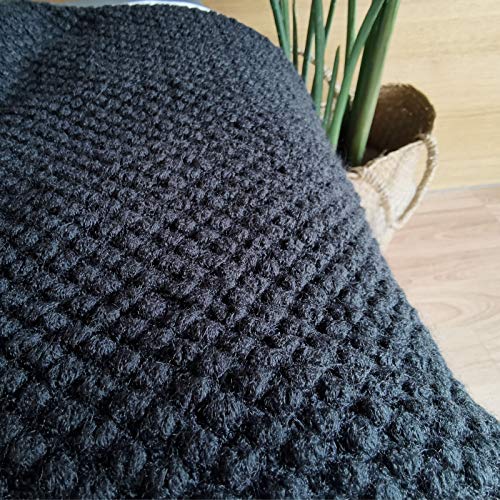 Lomao Knitted Throw Blanket With Tassels Bubble Textured Lightweight Throws For Couch Cover Home Decor (Black, 50X60) #TOP3