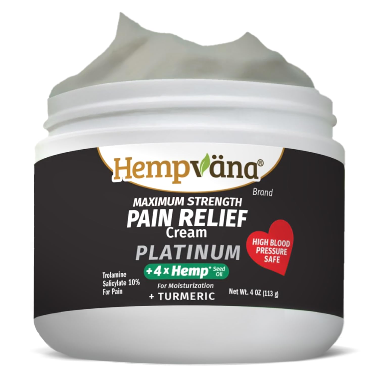 Hempvana Platinum Maximum Strength Relief Cream 4X Hemp for Muscles, Joints, Back, Knees, Shoulders, Neck, Elbows, Hands, Feet. AS SEEN ON TV. Odor-Free, Non-Greasy, Quickly Absorbs, 4X More Hemp