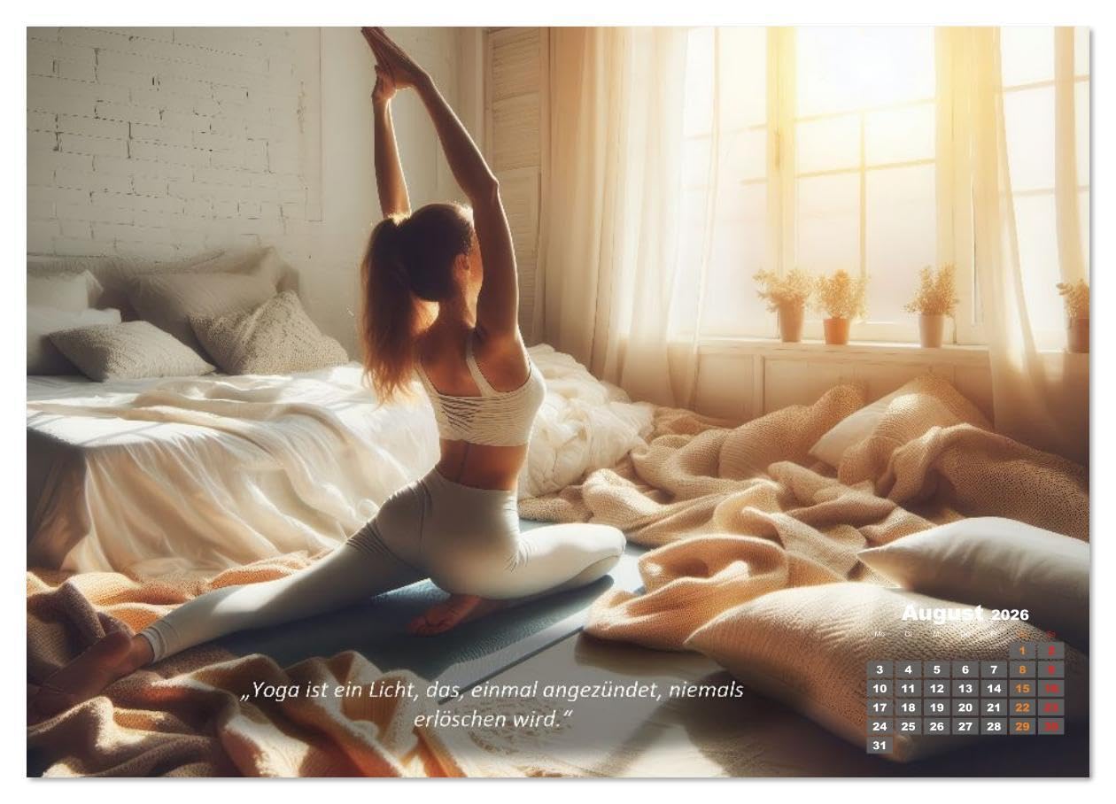 Mit Yoga ins Bett (hochwertiger Premium Wandkalender 2026 DIN A2 quer), Kunstdruck in Hochglanz: Ihr Kalender für Erholung, Entspannung und Achtsamkeit (CALVENDO Gesundheit)