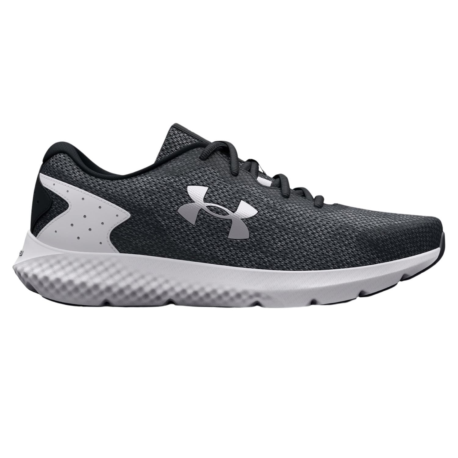 Under Armour Women's Charged Rogue 3 Knit, (001) Black/White/Iridescent, 9, US