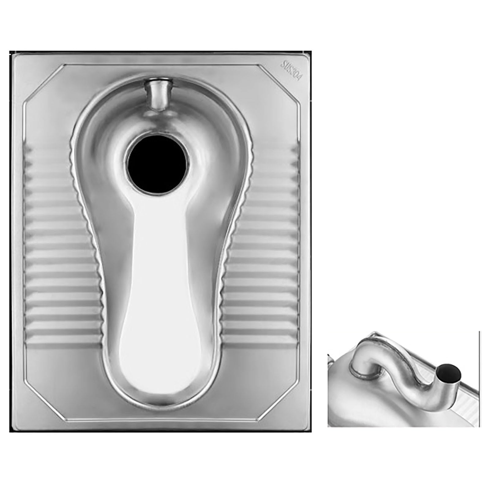 Juego de tanque de agua para inodoro público con inodoro en cuclillas de acero inoxidable 304, control de olor, D, A