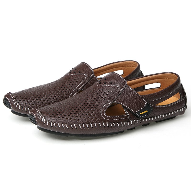 AQIXIDX Men's Fashion Casual Leather Sandals Outdoor beach Sandals Closed Toe Breathable Comfortable Sandals wedding Party Shoes