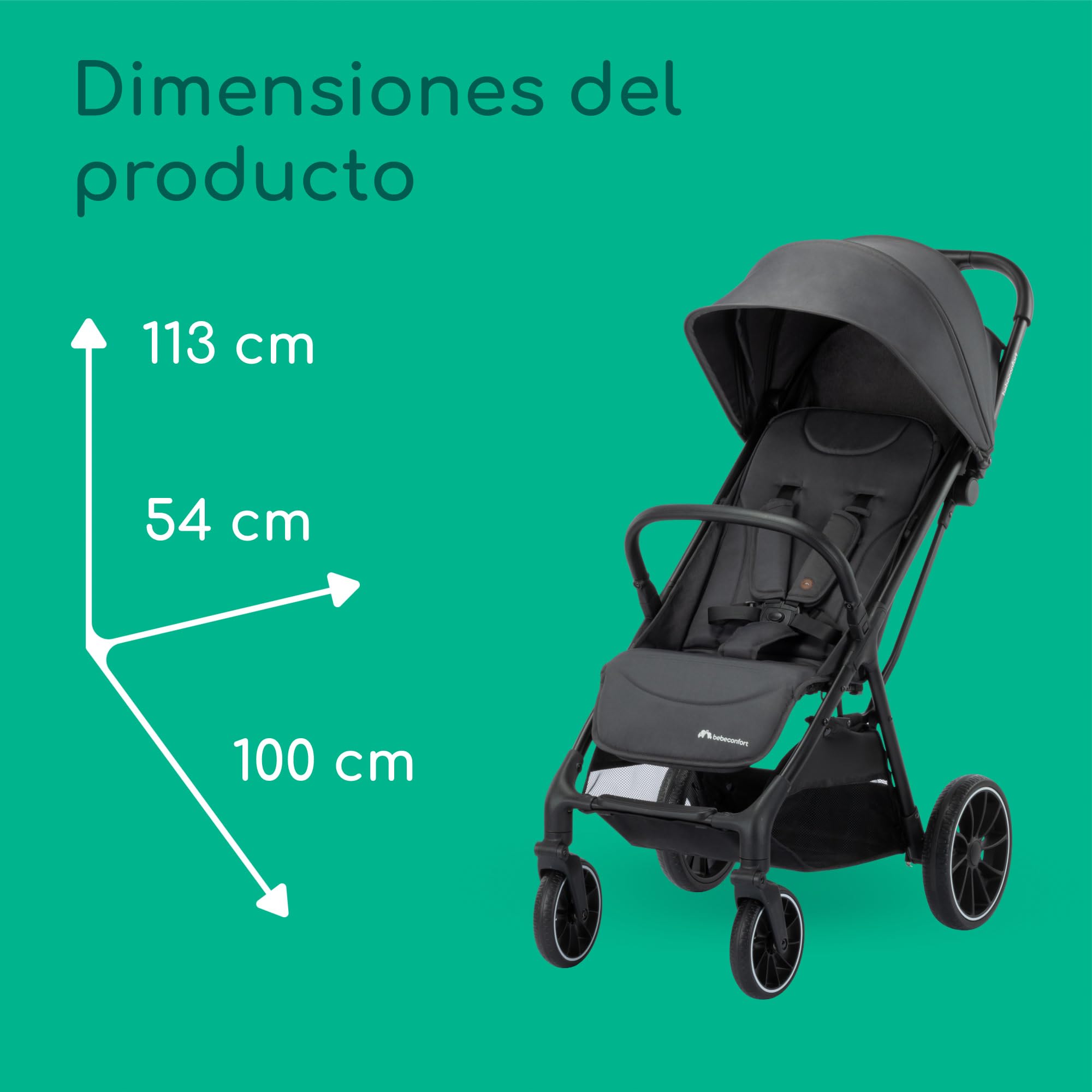 Bebeconfort Artic, Cochecito Bebe Reclinable, 0-22 kg, Mineral Graphite | Silla de Paseo Cómoda y Compacta, 0-4 Años, Ruedas Todoterreno, Plegado con Una Mano, Amplia Cesta de 5 kg