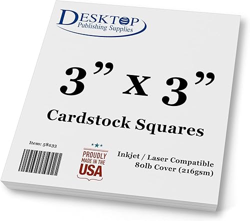 Cuadrados de cartulina blanca – Papel cuadrado de cartulina – Cubierta gruesa de 80 libras – Para recarga de arte giratorio, álbumes de recortes,