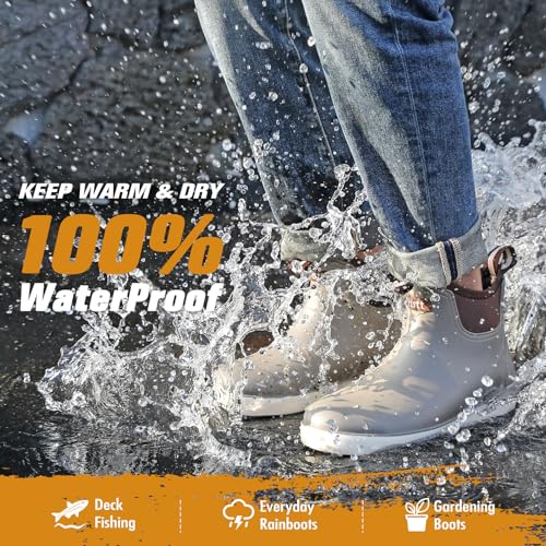 Men’s Deck Boots, Deck Shoes Waterproof Rain Boots, Saltwater Fishing Ankle Boots, Non-Slip Rubber Garden Muck Boots for Gardening Boating Camping Sailing Fishing2