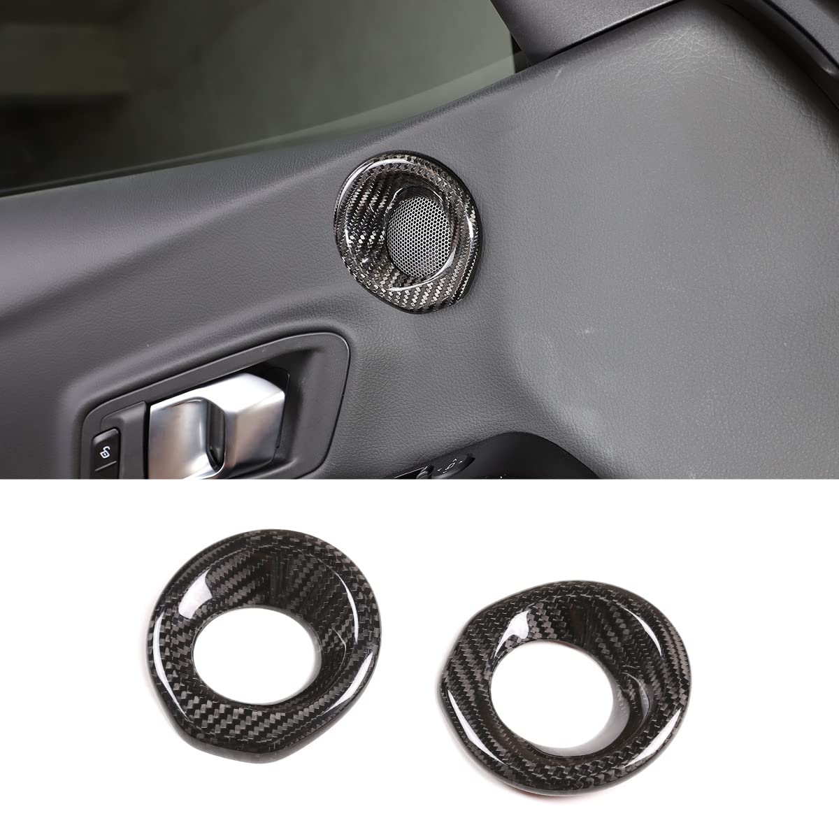 Fit for Toyota Supra GR A90 A91 MK5 2019 2020 2021 2022 Real Carbon Fiber Car Door Speaker Ring Cover Decoration Accessories (Black Carbon Fiber)