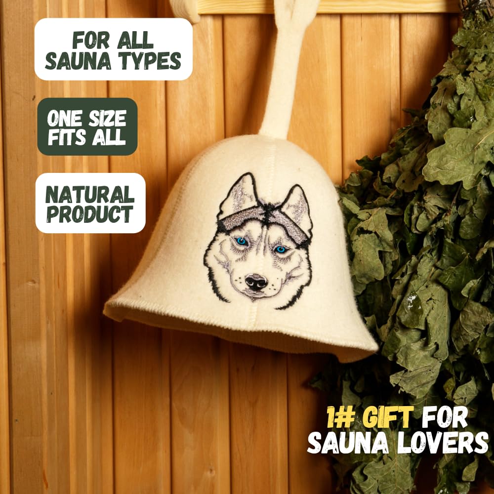 Chapeau de Sauna Sauna Husky Blanc - Feutre de Laine Biologique