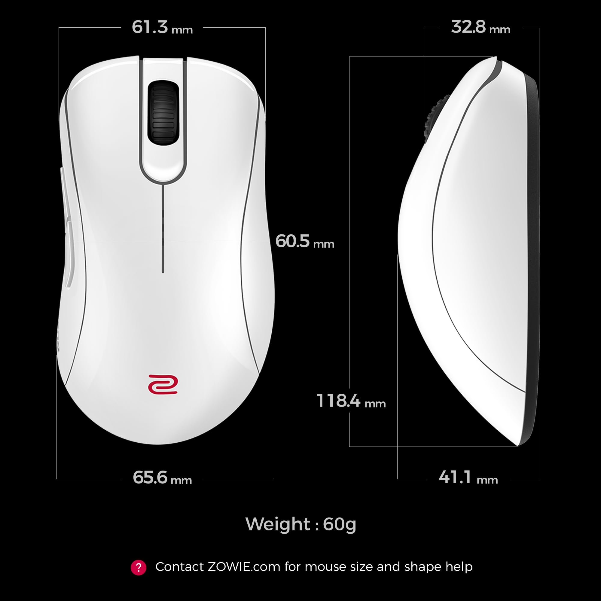 BenQ EC3-DW ホワイト ZOWIE by BenQ EC3-DW 4K Wireless Gaming Mouse - Glossy Edition