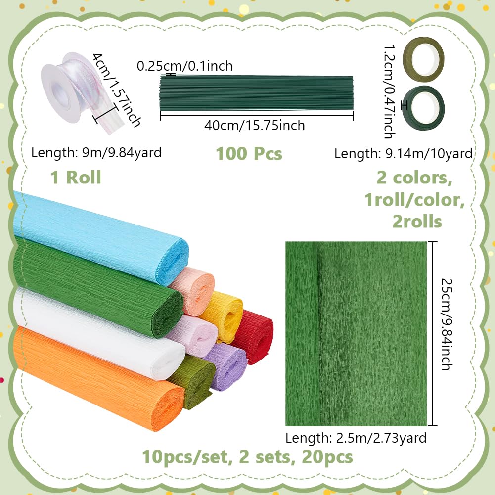 NBEADS 1 Kit DIY Per Fiori Di Carta Crespa, Con Carta Nastro Fiore Nastro Organza E Filo Metallico, Per Feste E Matrimoni