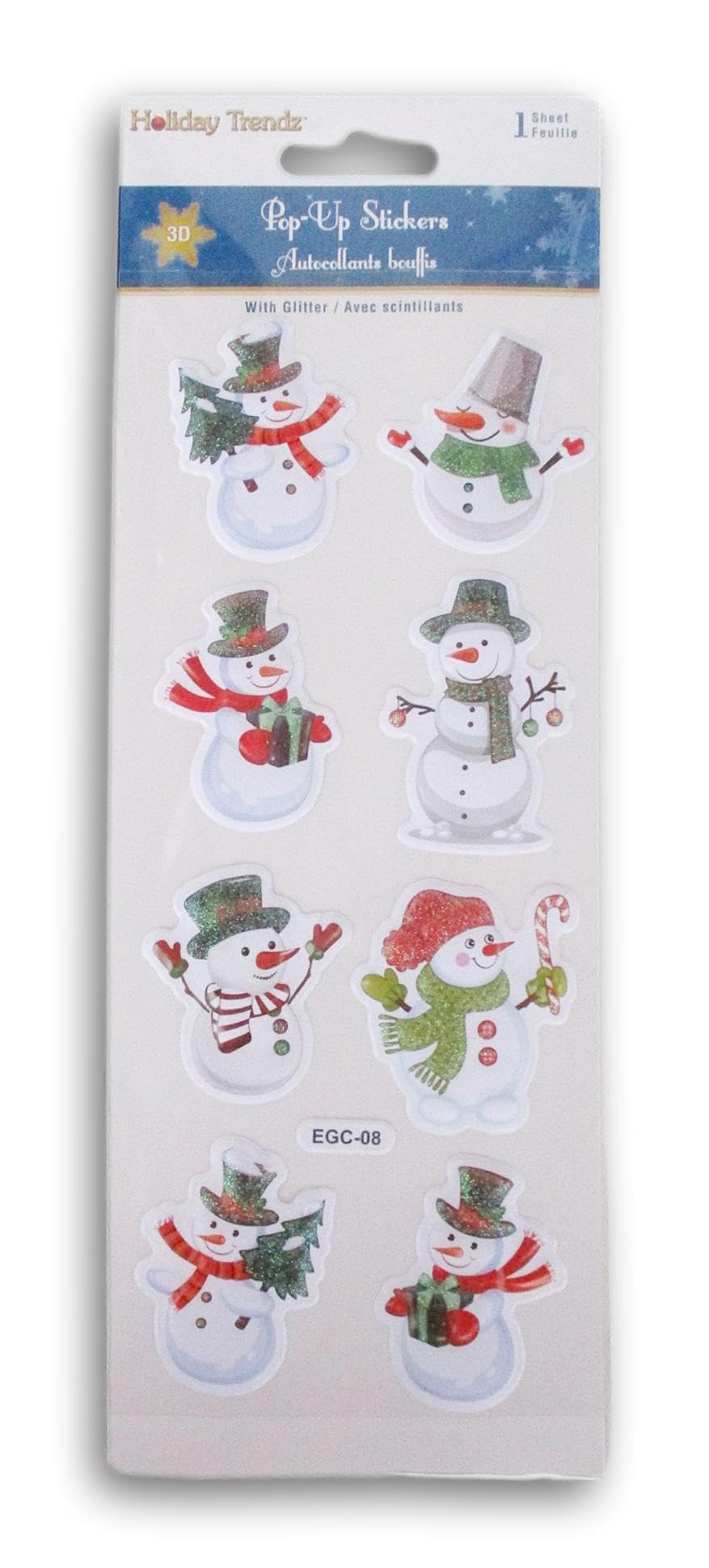 Christmas Icon Pop-Up Stickers for Crafts, Cardmaking, Scrapbooks (Snowman - 8 Pc)