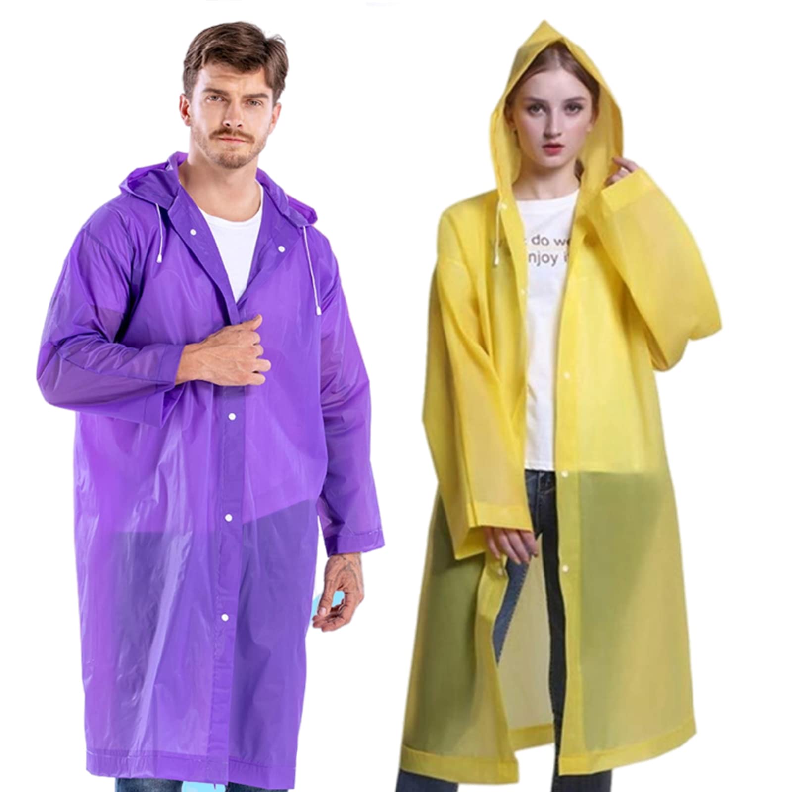 Rain Ponchos for Adults Reusable, 2-5 Pack Raincoat for Women Men, Waterproof Rain Coat Gear with Hood Drawstring