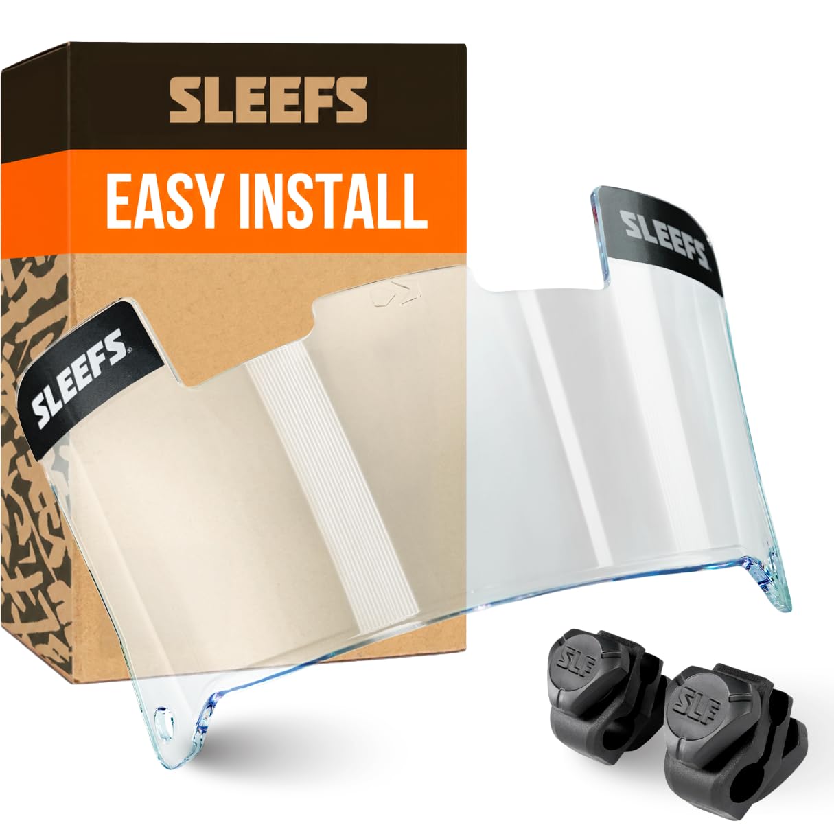 SLEEFS Clear Football Visor for Helmet - Professional Football Visor - Face &amp; Eye Shield - Fits Youth &amp; Adult Helmets - Includes Quick Visor Clips for Easy Installation